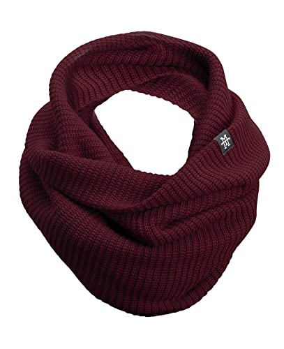 Manufaktur13 Knit Loop - Schlauchschal, Strick Loop mit Waffle Knit Muster, Wollschal/Langschal in versch. Farben erhältlich (M13) (Bordeaux)