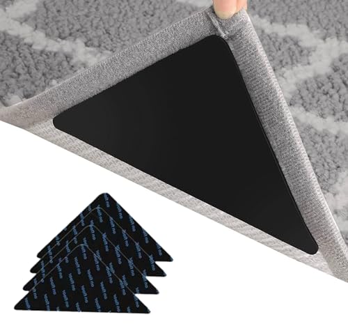 Carpet Tape 16-Piece Set Reusable Anti-Slip Strips Easy-Clean Double-Sided Anti-Slip Tape Double-Sided Carpet Fasteners Suitable for Hardwood Tile and Marble Floors Does Not Damage Surfaces