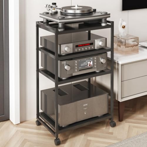 Meuble Hi-Fi Expresso : Armoire Rack AV Élégante et Rangement Modulable