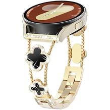 WINGLE for Galaxy Watch 8/8 Classic Band 40/44/46mm Galaxy Watch 7 6 5 4 FE Band 40mm 44mm Samsung Watch 5 Pro Bands 45mm, Women Four Leaf Clover Bling Bands for Watch 6/4 Classic 43mm 47mm 42mm 46mm
