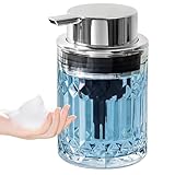 RYTOXILO Foaming Soap Dispenser, Clear Glass Foam Hand Soap Dispenser for Bathroom, Refillable 7.8 Fl Oz Foamy Pump Bottle with Plastic Sliver Pump, Modern Dish Soap Foam Dispenser Container