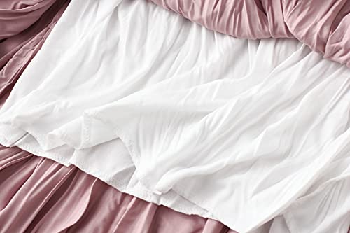 Easyoyo Saia feminina plissada elástica cintura alta inverno saia midi evasê, rosa, One Size