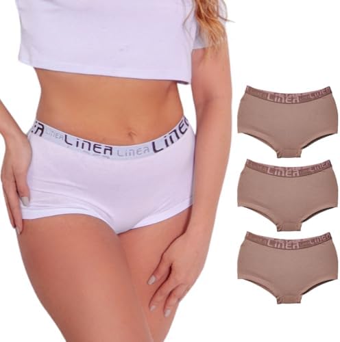 Kit Calcinhas Linea Cueca Boxer Feminina Algodão de Verdade Macia...