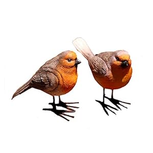 2 stuks Robins, Wild Bird Collectie, Levensechte Kleur, Tuin Outdoor Ornamenten Decor Standbeeld