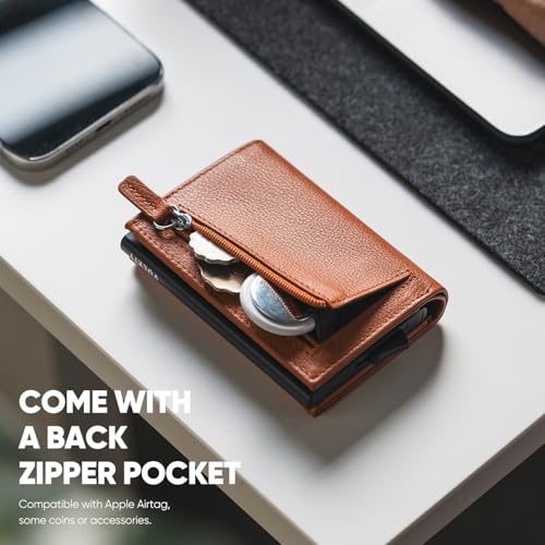 Image of VULKIT Pop up Wallet Minimalist Cash Wallets RFID Blocking Leather Smart Credit Card Holder with Magnetic Closure for Men