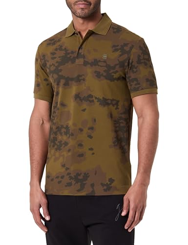 G STAR 8719965012981 Dunda Slim ao Polo SS, Dark Olive Forest Camo D27035 c335 h518, M