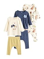 NEXT Baby Mädchen Standard 6-teiliges Set mit Langarmshirt und Leggings Ecru 68-74