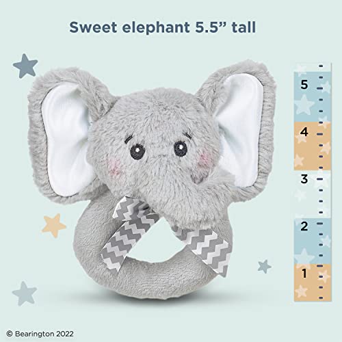 Bearington Baby Lil' Spout Plush Stuffed Animal Gray Elephant Soft Ring Rattle 5.5" #TOP5