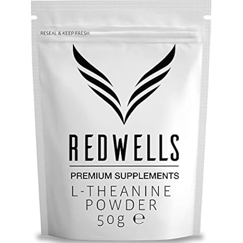 Theanine Powder REDWELLS Anxiety & Stress No Additives GMO Free - 50g Pack Cover