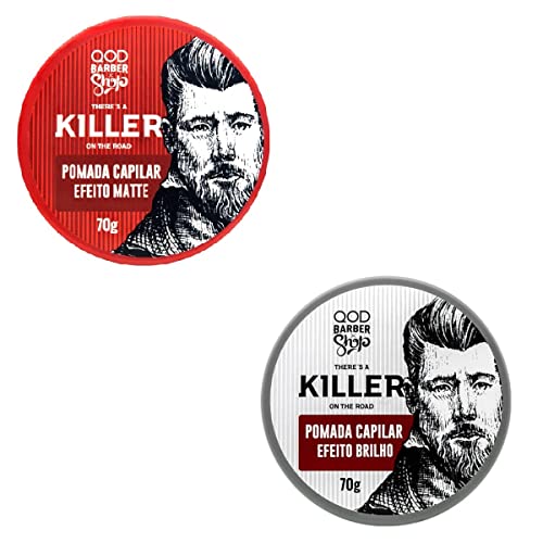 Kit 2 Pomadas Killer Alta Fixação - Efeito Brilho e Efeito Matte - Qod Barber Shop
