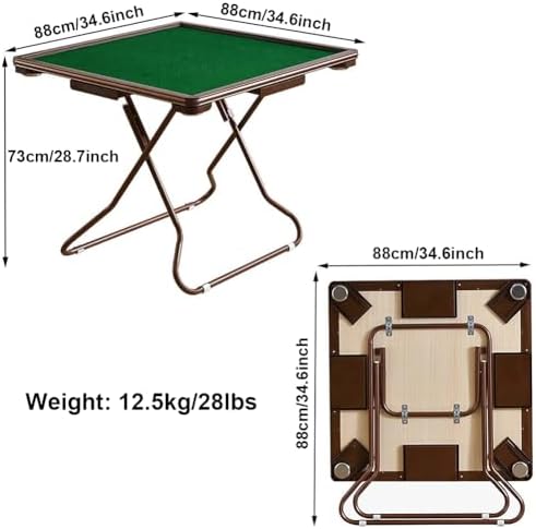 Folding Game Table with Cup Holders and Grooves for Poker and Mahjong
