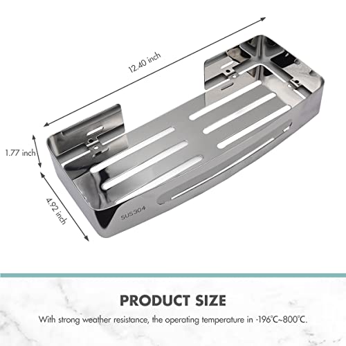 Kuled Shower Caddy, Adhesive Shower Shelves No Drilling, 1.77Inch Height Rustproof Stainless Steel Bathroom Shower Organizer, Silver Polished Shower Shelf With 2 Adhesives #TOP1