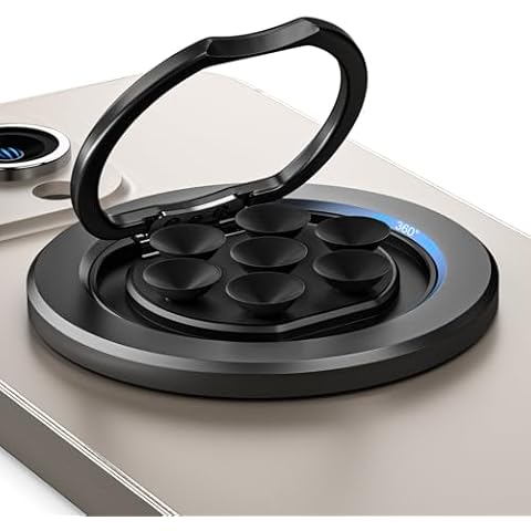 Magnetic Suction Cup Phone Grip Stand Ring Holder for MagSafe, 360° Strong Grip Phone Mount for iPhone 16/15/14/13/12/Pro Max/Pro/Plus/Mini, Hands-Free Selfie/Video for Mirror TikTok Cover