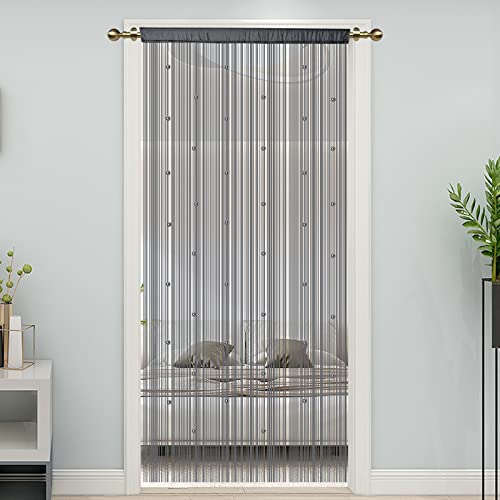 LaSyL Beaded String Curtains for Doorways, Dark Gray 39 x 110 inches, Crystal Beads Screens Home Privacy Decor, Suitable for Living Room Partition Closet Doors