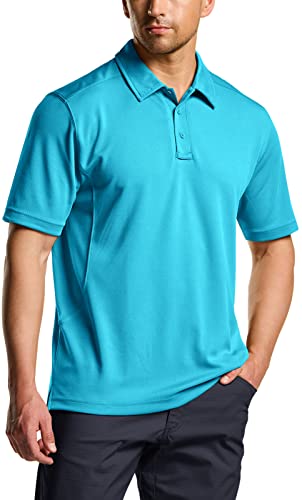Cqr Men's Polo Shirt, Long And Short Sleeve Tactical Shirts, Dry Fit Lightweight Golf Shirts, Outdoor Upf 50+ Pique Shirt, Frost Essential Turquoise, X-Large #TOP1