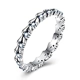 Alianzas de boda para mujer, anillo vintage de circonita cúbica retro irregular de plata de ley, regalos para mamá