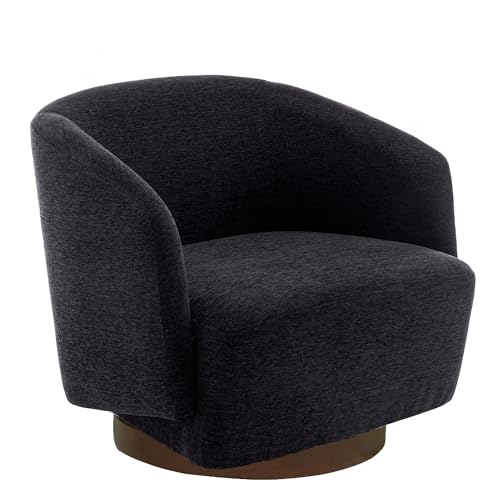 MINCETA Accent Chair,Modern Swivel Chairs for Living Room and Bedroom Reading with Wood Base,Performance Fabric in Charcoal Gray