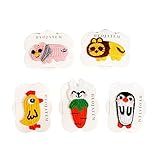 Girls Hair Pins | Cute Baby Animal Character Hair Clips 5pc Set | Bunny, Chick, Piglet, Penguin, Lio