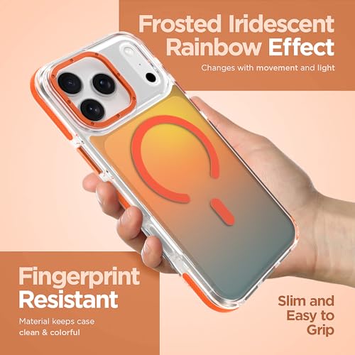 Image of Magnetic Case for iPhone 17 Pro [Compatible with Magsafe] [Cute Fashion Fluorescent Design] [1 Screen Protector] Slim Translucent Matte Case for iPhone 17 Pro 6.3 inch 2025, Orange