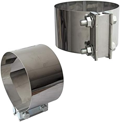 2PCS Exhaust Clamps 5 Inch Butt Joint Exhaust Pipe Muffler Clamp Band Stainless Steel Car Pipes System Connection for Cars