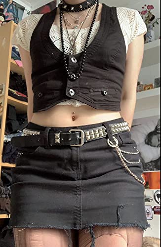 Women's Button Waistcoat Vest Dressy Crop Corset Bustier Racerback Tank Top Punk Grunge Streetwear(U Neck Black,S) #TOP25