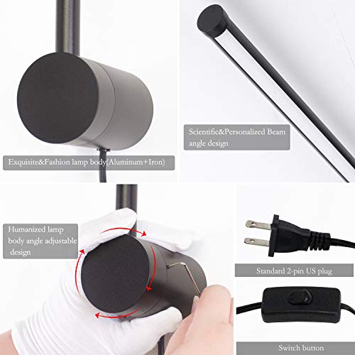 Ditoon Modern Plug in Wall Sconce LED Matte Black Wall Lamp with Plug in Cord On/Off Switch 21 5/8 inches Cool White Lamp for Bedroom,Bathroom,Pathway(1-Pack)