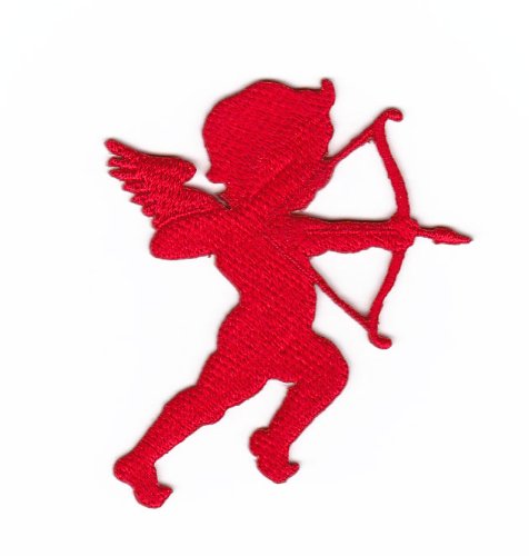 Image of Cupid Red Arrow Love Angel Patch for Iron-On or Sew On Clothes Embroidered Iron-On Patch Applique Patch Size 5.7 x 6.5 cm