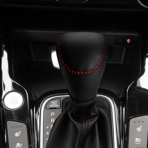 DEYTOP Gear Shift Cover for Kia Soul 2023-2020 Gear Knob Trims for Kia Carnival 2022 2023 Accessories Auto Leather Gear Shifter Knob Protector (Black with Red Stitches) by DEYTOP - Used condition - Image 5