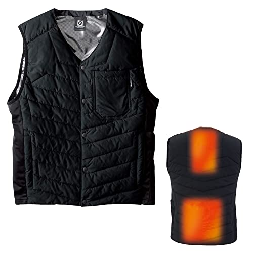 ベスト 電熱ベスト Vネック 防風 ストレッチ 丈短め インナー向け 秋冬 GLADIATOR G-8009 ブラック 4L