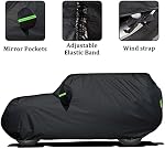 WinPower Car Cover Waterproof All Weather - Outdoor Car Cover Waterproof Compatible with Wrangler Full Exterior Covers for Outdoor Sun Rain Dust Snow Protection, Black