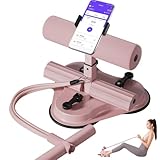 Zenselect Barre de sit up portable, auto amorçage, appareil d'entraînement avec ventouse, appareil d'assistance abdominale avec support pour téléphone portable pour la gym à la maison (rose)
