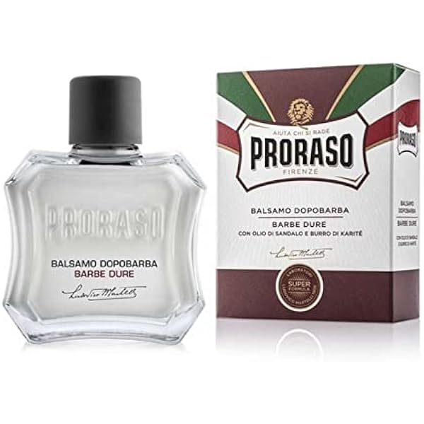 Proraso Balsam po goleniu mężczyzna brody twarde, 3 x 100 ml, mężczyzna po goleniu z ekstraktami z oleju sandałowego i masła shea, kojący i nawilżający, Made in Italy