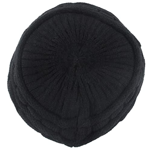 Muryobao Winter Hat Crochet Knit Slouchy Beanie Cap Outdoor Warm Snow Ski Knitted Hats With Visor For Women Black #TOP4