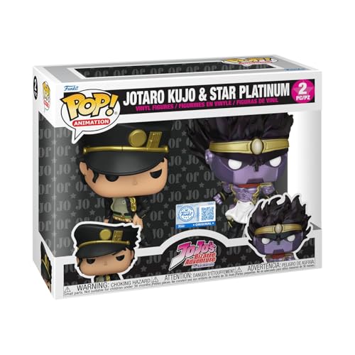 Funko Pop! Animacja: JoJo's Bizarre Adventure - Jotaro i Star Platinum, 2-pak - Ekskluzywny Amazon - kolekcjonerska figurka winylowa - Pomysł na prezent - Oficjalny towar - Fani anime
