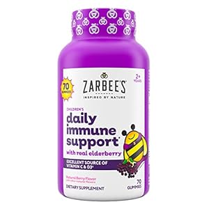 Zarbee’s Elderberry Gummies for Kids with Vitamin C, Zinc & Elderberry, Daily Childrens Immune Support Vitamins Gummy…