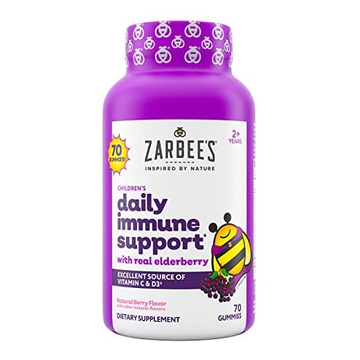 Zarbee's Elderberry Gummies for Kids with Vitamin C; Zinc & Elderberry; Daily Childrens Immune Support Vitamins Gummy for Children Ages 2 and Up; Natural Berry Flavor; 70 Count