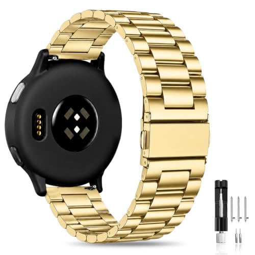 HSWAI 20mm ���^���X�g���b�v Garmin Vivoactive 5 �E�H�b�`�o���h/Vivoactive 6/3�Ή� �N�C�b�N�����[�X�X�e�����X�X�`�[���u���X���b�g Approach S50 S44 S42 S40/Venu Sq 2/Fore