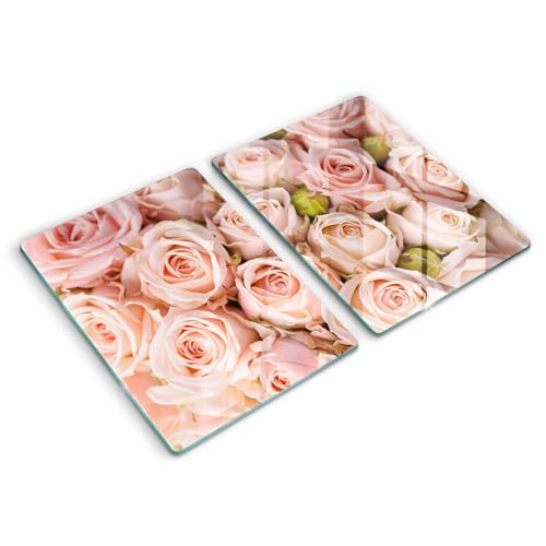 Plaque de protection induction vitrocéramique 2x40x52cm Wallfluent motif roses