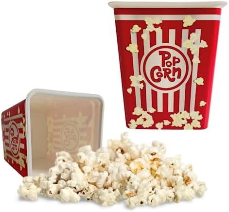 NARAMAKI Container for Pop Corn - Red Plastic Popcorn Holder - Candy Container - Sweets and Cookies for Parties - Birthday - Cinema - e Movie Night