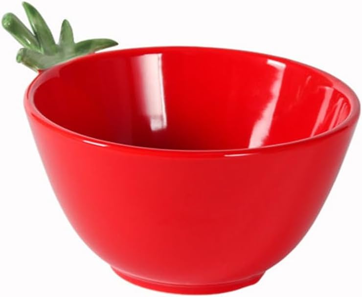 Tomato Festive Red Ceramic Salad Bowl Household Chinese Rice Wedding Tableware