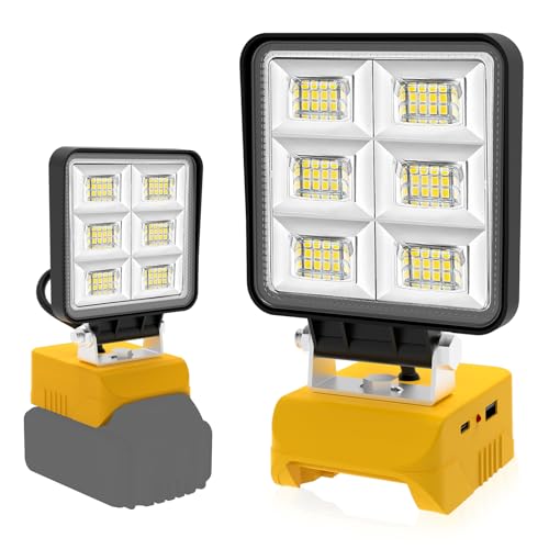 Image of T-SUN Cordless Work Light Compatible with Dewalt 18V/20V Battery Wide Beam 48W Spotlight with Low Voltage Protection & USB-C Charging 5200LM for Jobsite Emergency Workshop Garage (No Battery)
