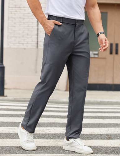 COOFANDY Mens Casual Chino Pants Elastic Waist Lightweight Trousers Classic-Fit Business Dress Pants with Pockets2
