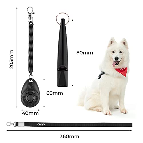 Chillife Premium Hundetraining Zubehör Set, bestehend aus Hundepfeife und Hunde Clicker, perfekt für Welpen und Dog Training und Erziehung, Trillerpfeife für Hunde und Hundeclicker