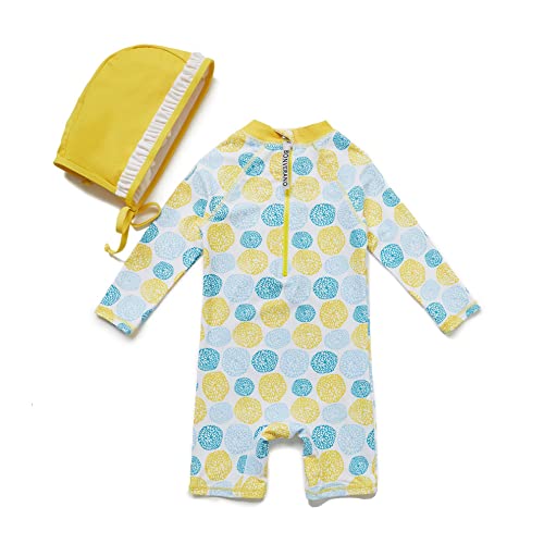 BONVERANO Traje de baño para bebés y niñas, Traje de baño Cremallera de una Pieza con protección Solar UPF 50+ (Limón, 9-12 Meses) Cover