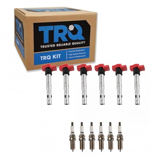TRQ Ignition Coil and Spark Plug Kit 12 Piece Iridium Spark Plugs Compatible with 2009-2019 Audi Q7 Q5 A6 Quattro A7 A8 S4 SQ5 2011-2018 Porsche Cayenne Panamera 2014-2015 Volkswagen Touareg