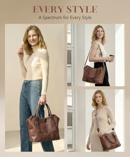 Image of VASCHY Hobo Purse for Women, Two-Strap Set, Easily Converts to Shoulder Bag, Crossbody Bag, or Tote Handbag, Travel Work Bag