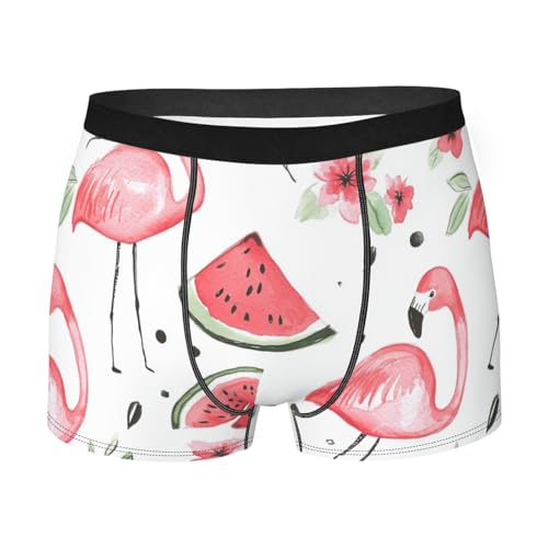 Men's Underwear Pink Flamingo Watermelons Flowers Boxer Briefs Breathable Comfortable