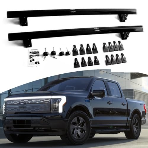 TINIANHHCT 2PCS 59in Black Crossbars Cross Bars Fits for Ford F-150 Lightning 2022-2024 Without roof Side Rails Adjustable Locked Luggage Cargo Carrier Roof Rack Cross Rails