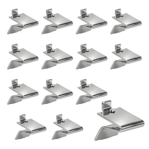 Image of Lenink 256P-ZC Adjustable Pilaster Shelf Clip, 14 Pcs Black Shelving Brackets Clips for Metal and Wood Shelving, Silver