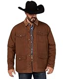 Wrangler Men's Canvas Flannel Lined Button-Down Barn Jacket Brown US